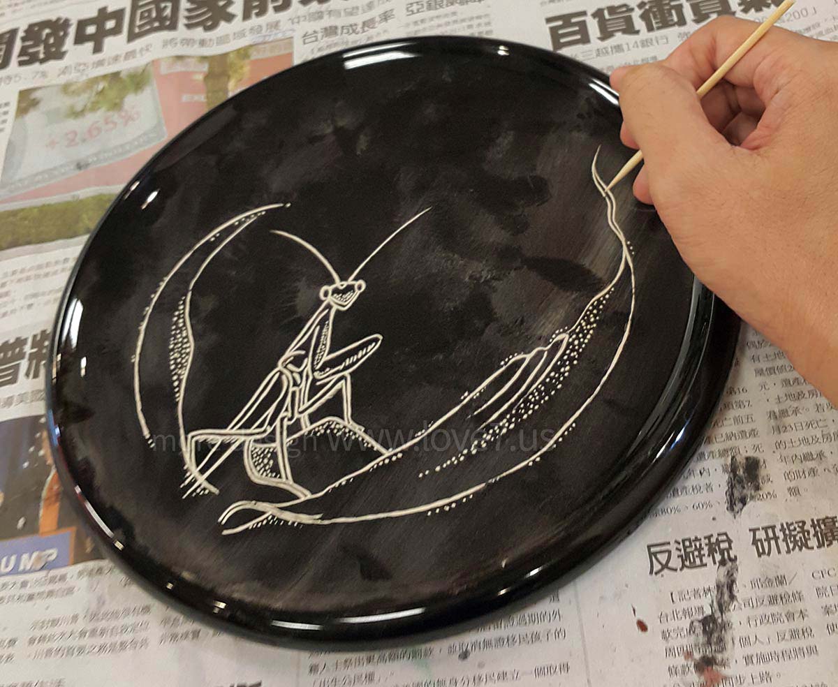 描線掃入金銀粉漆藝