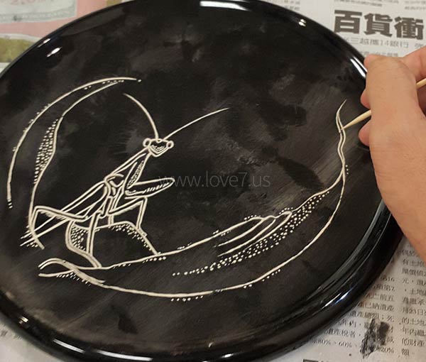 漆盤描銀