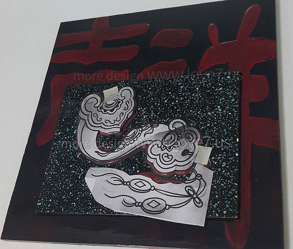 讓盲人欣賞可以手摸的畫漆畫體驗吉祥如意平安的祝福語
