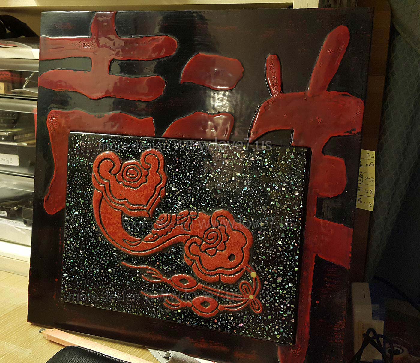 藝術品artwork雕漆剔紅螺鈿漆畫
